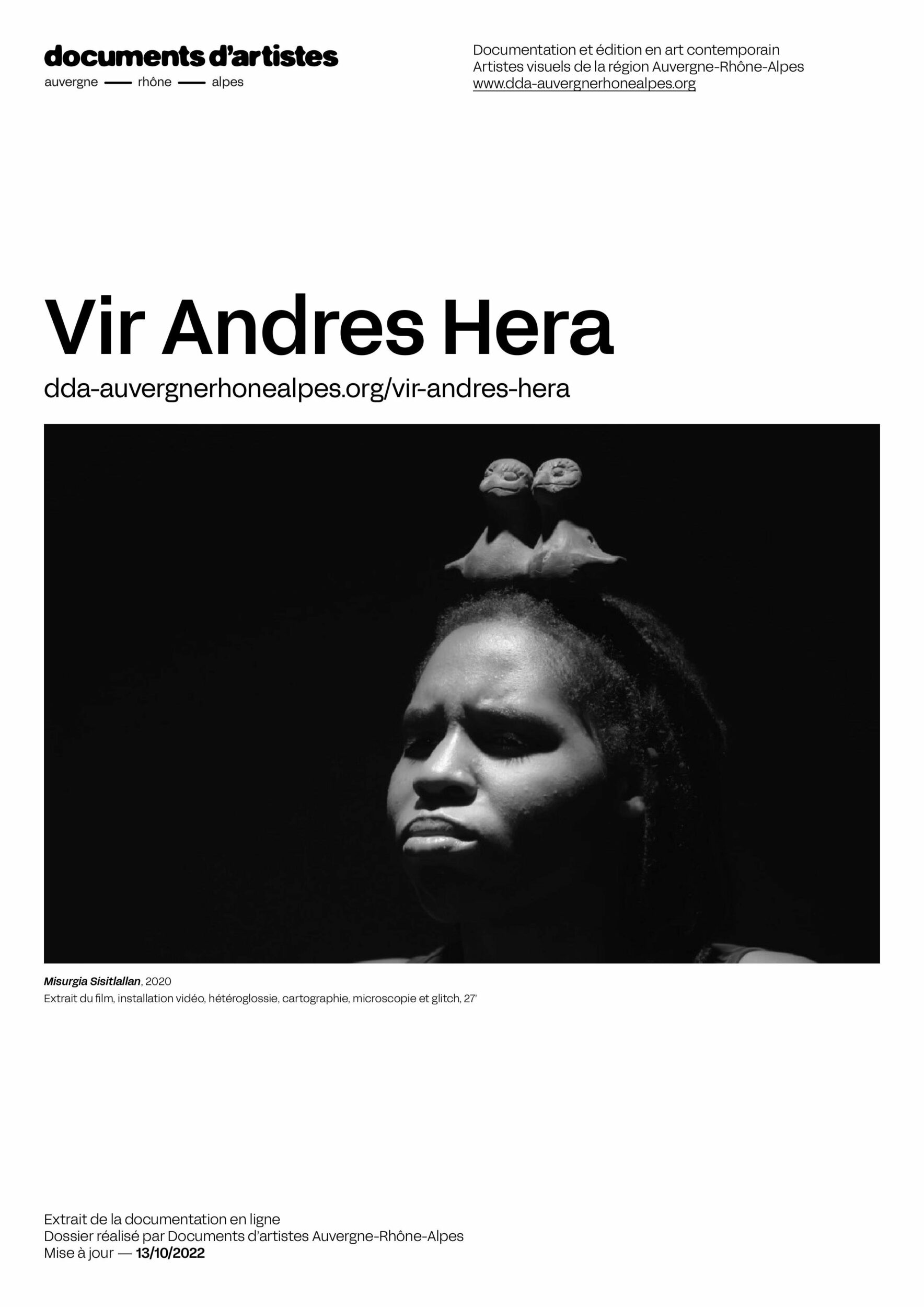 Documents d’artistes Auvergne-Rhône-Alpes – Monographic dossier, Online publication - Vir Andres Hera
